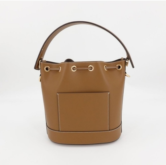 Tory Burch T Monogram Leather Moose Brown Bucket Bag Luxury NWOT! - Picture 2 of 9